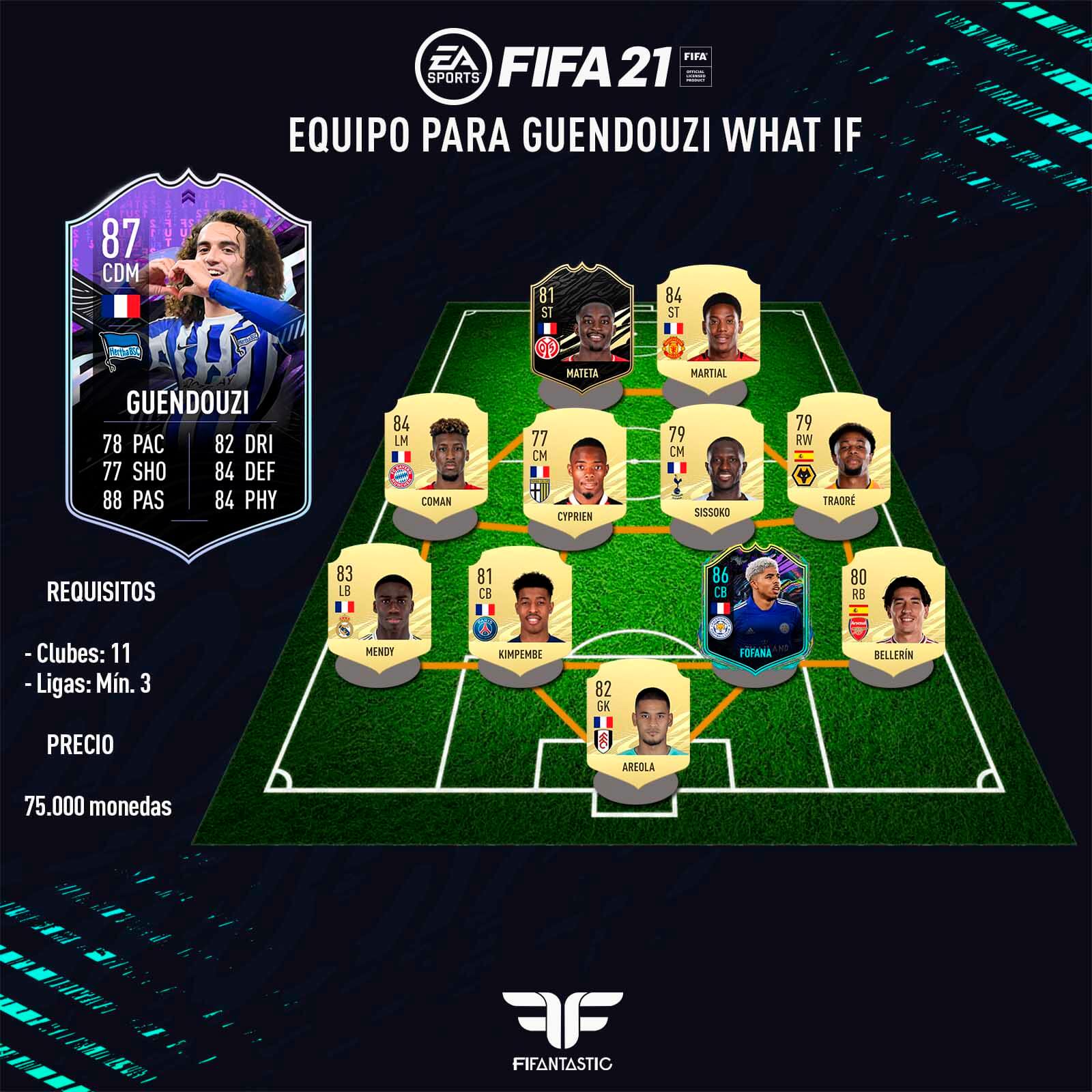 Equipo para conseguir a Guendouzi What If en FIFA 21 Ultimate Team