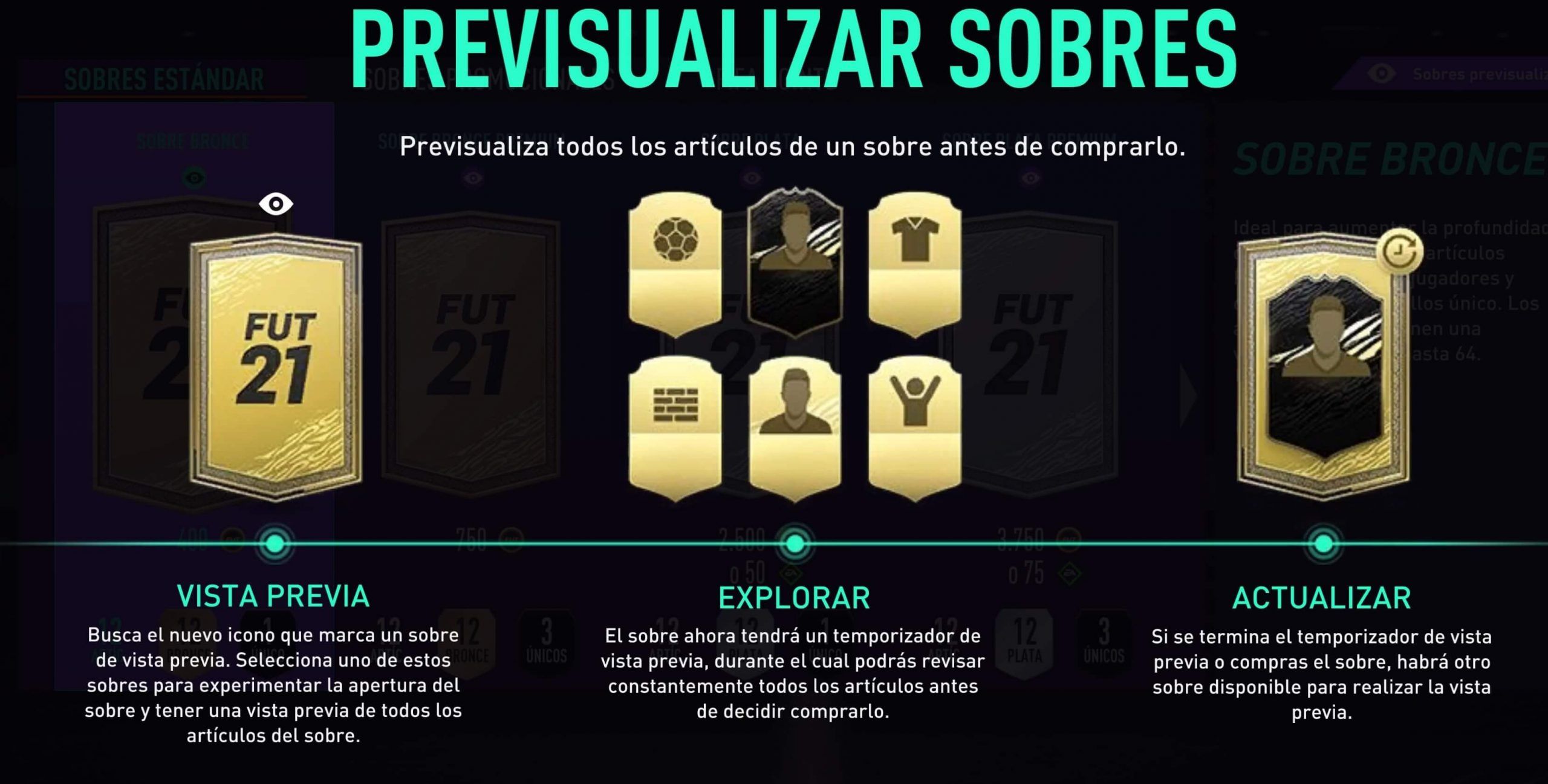 Previsualizar los sobres de FIFA 21