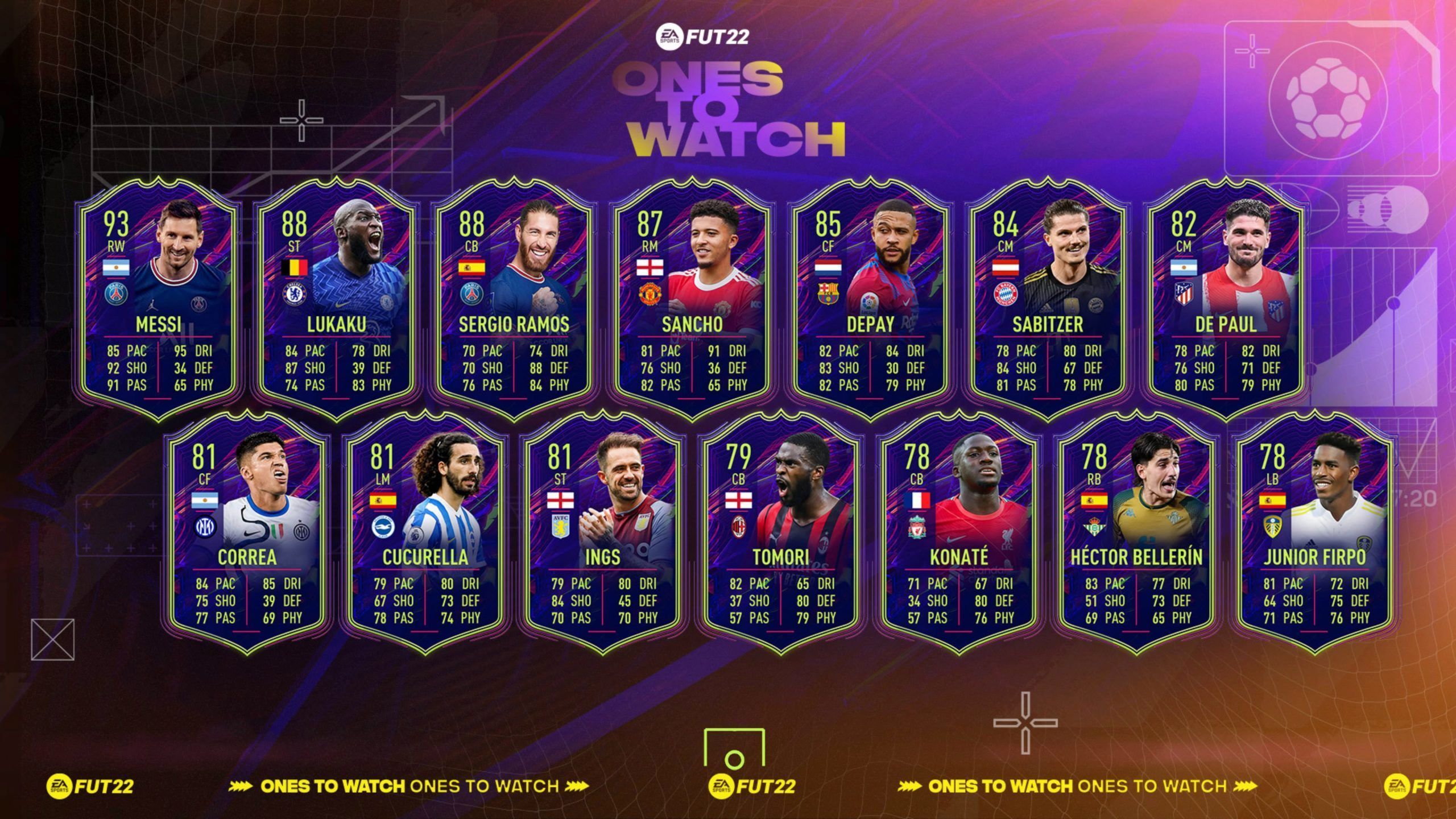 Equipo 2 de los Ones to Watch de FIFA 22 Ultimate Team