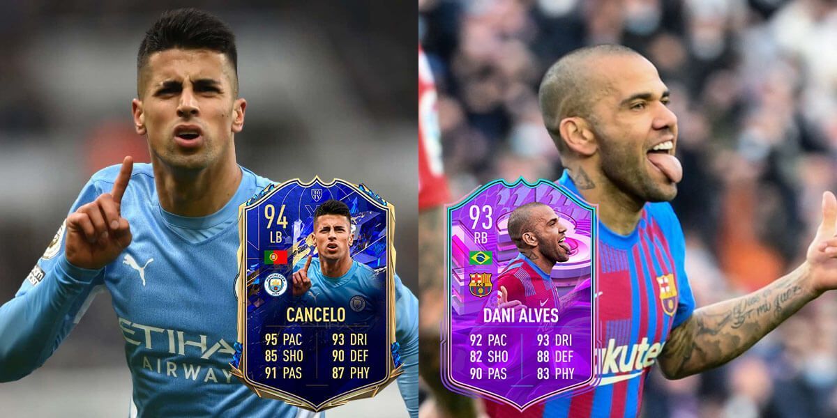 Dani Alves y Joao Cancelo en FIFA 22 Ultimate Team
