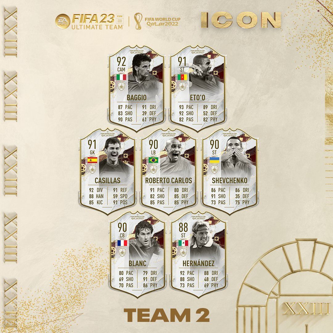 Equipo 2 de los Iconos WC en FIFA 23 Ultimate Team