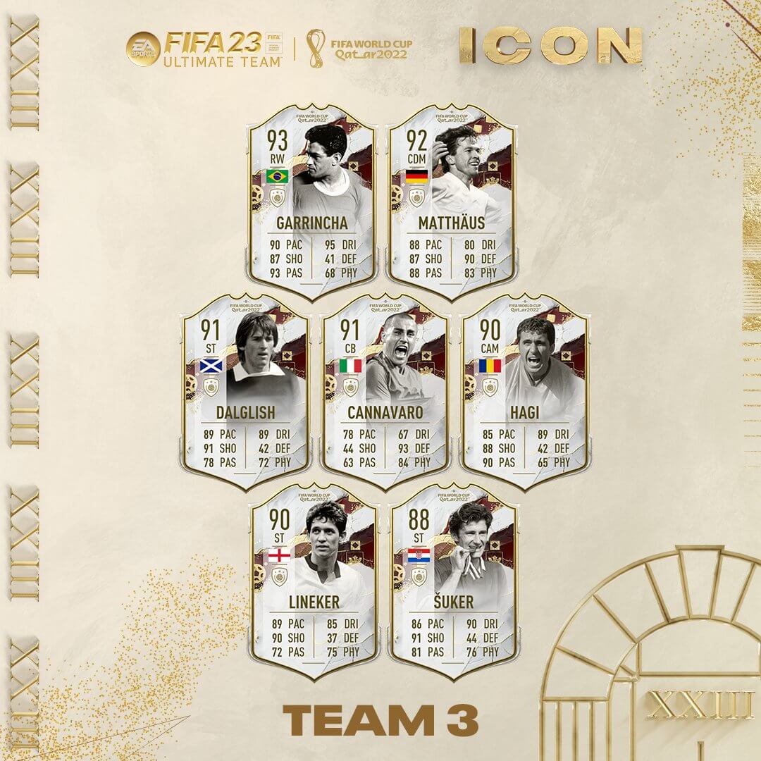 Equipo 3 de los Iconos World Cup de FIFA 23 Ultimate Team