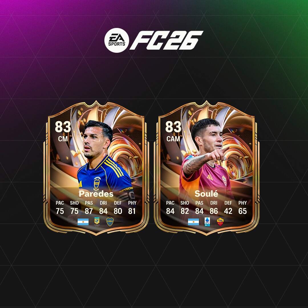 cómo conseguir dos cartas y 6.000 puntos de SP en FC 26, equipo para objetivos Paredes y Soulé FC 26, soluciones Renovaciones Valoradas FC 26, plantilla para completar objetivos FC 26