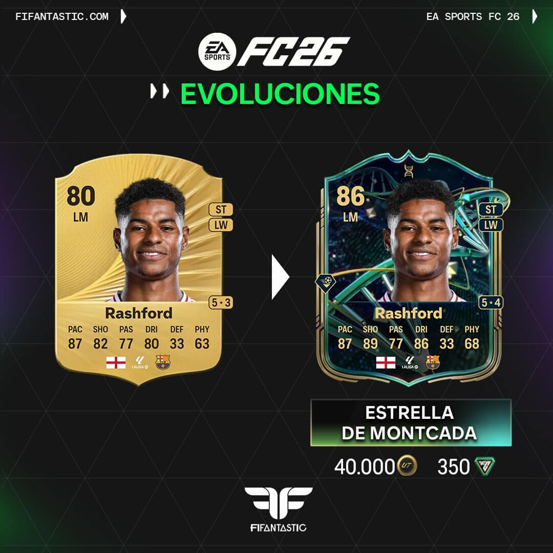 Rashford evolución Estrella de Moncada, Rashford Estrella de Moncada evolution, Marmoush evolución Estrella de Moncada, Marmoush Estrella de Moncada evolution, David Neres evolución Estrella de Moncada, David Neres Estrella de Moncada evolution, Ansu Fati evolución Estrella de Moncada, Ansu Fati Estrella de Moncada evolution FC 26 Ultimate Team