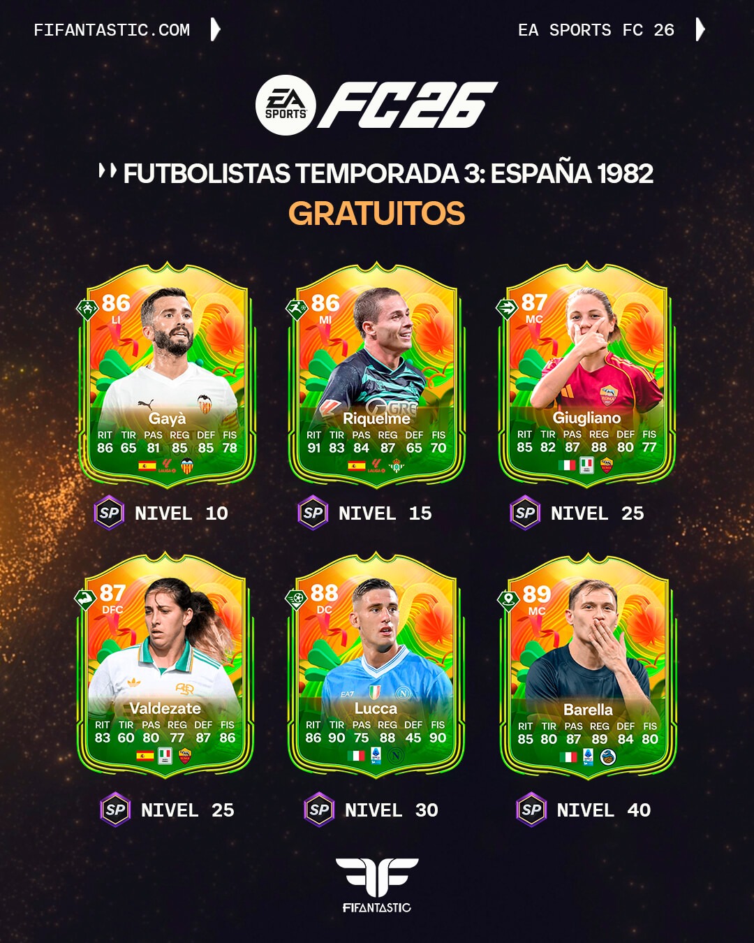 futbolistas gratis temporada 3 fc 26 ultimate team, jugadores pase premium temporada 3 fc 26, recompensas temporada 3 fc 26 españa 1982, futbolistas temporada 3 fc 26 mundial 82, pase premium fc 26 temporada 3 recompensas