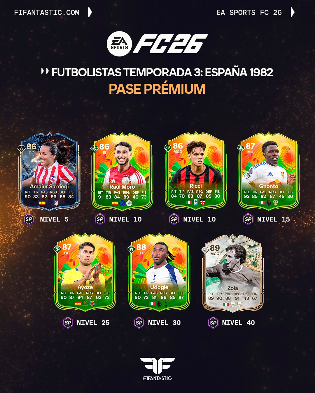 futbolistas gratis temporada 3 fc 26 ultimate team, jugadores pase premium temporada 3 fc 26, recompensas temporada 3 fc 26 españa 1982, futbolistas temporada 3 fc 26 mundial 82, pase premium fc 26 temporada 3 recompensas