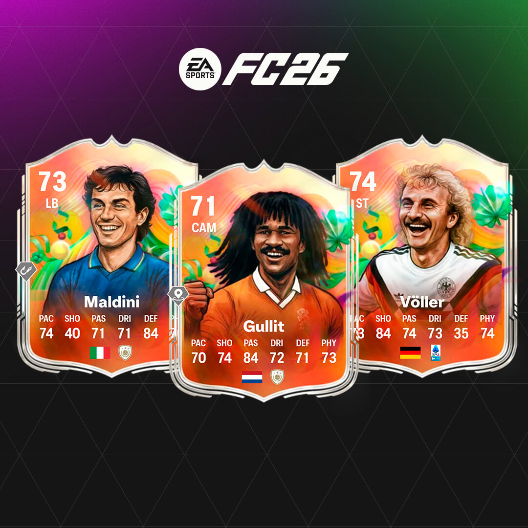 equipo para conseguir iconos superestrellas FC 26, iconos gratis FC 26 Ultimate Team, Gullit superestrella de plata FC 26, Maldini superestrella de plata FC 26, objetivos iconos FC 26