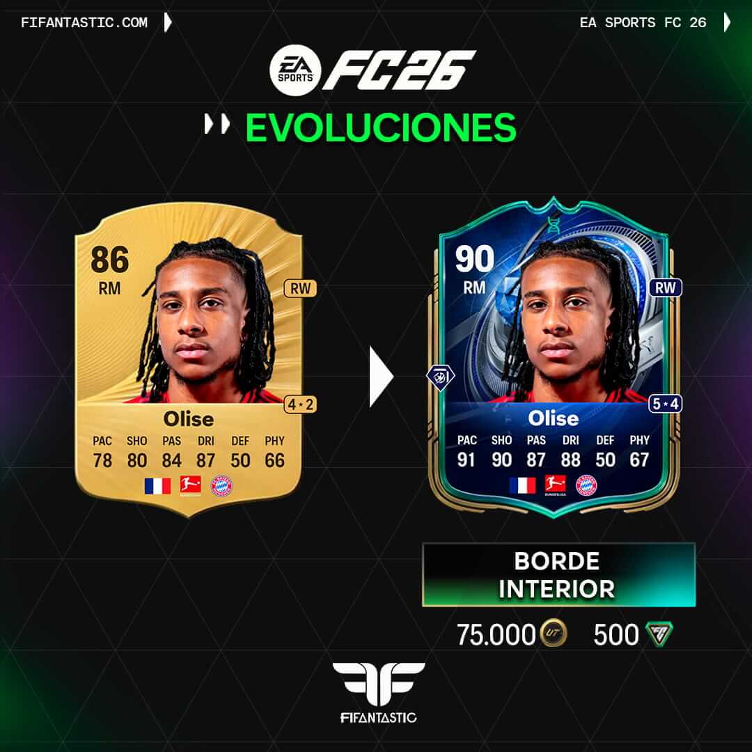 evolución borde interior fc 26 ultimate team, borde interior fc 26, evolucion borde interior, evolucion fc 26