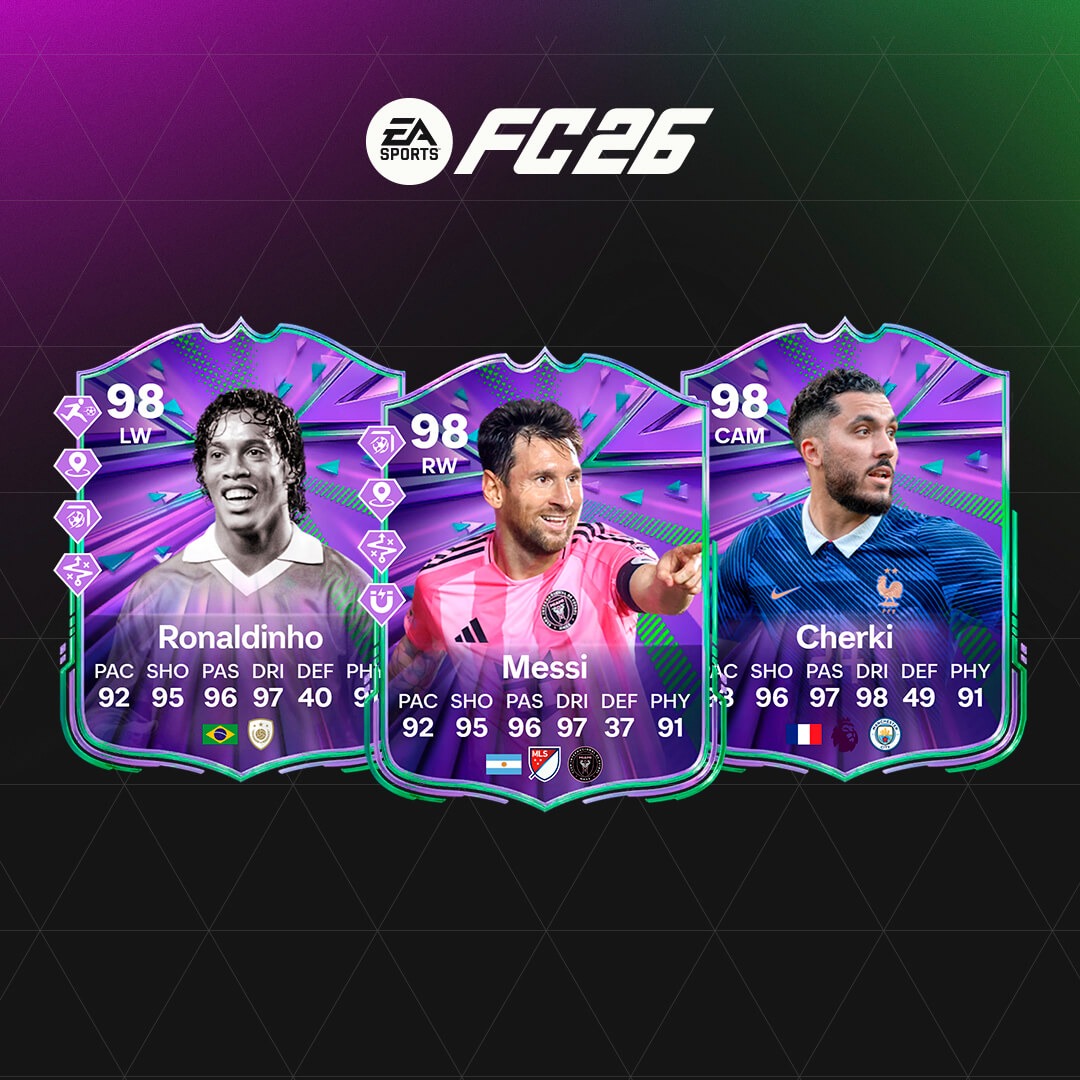 mejores futbolistas Evolución El 10 perfecto FC 26, mejores opciones El 10 perfecto Ultimate Team, Cherki Fenómeno Evolución El 10 perfecto, Woltemade Cazadores de Gloria Evolución, Neymar Camino a las Naciones Evolución FC 26, Ronaldinho Icono de Invierno Evolución FC 26, Messi Balón de Oro Evolución FC 26